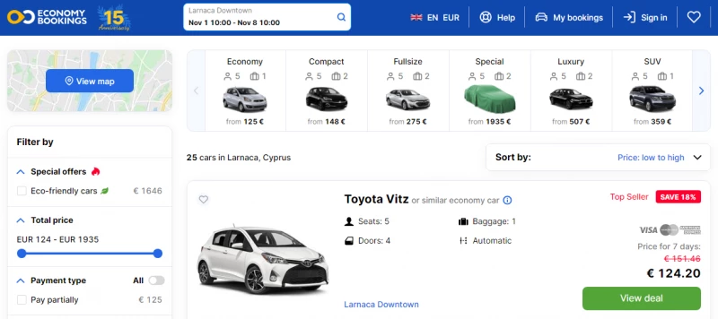 Аренда авто в Ларнаке Economy Bookings